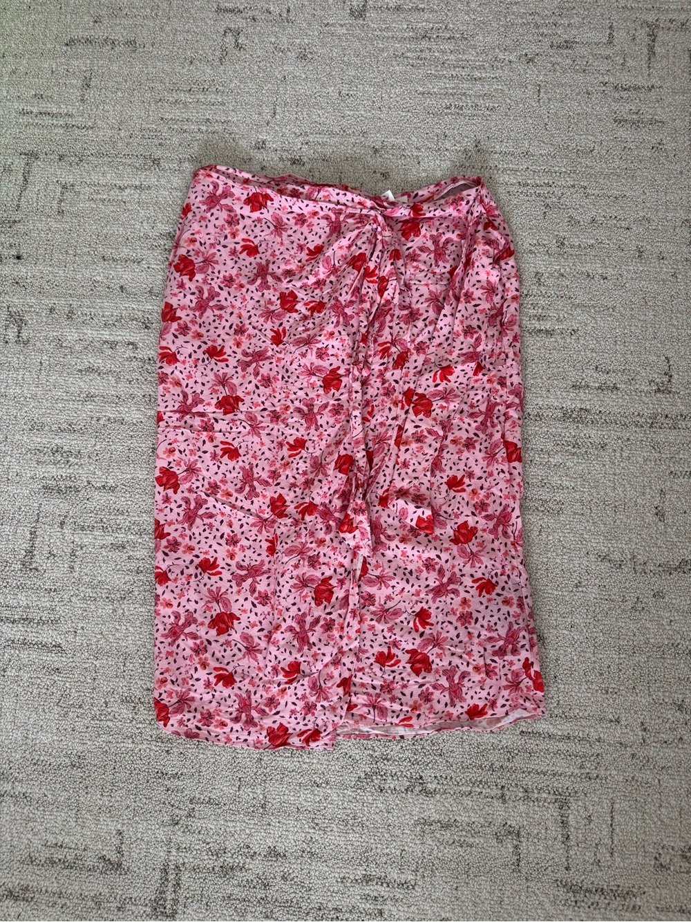H&M Pink Floral Midi Pencil Skirt